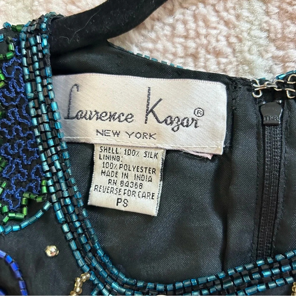 Vintage Silk Beaded Sequin Blouse Laurence Kazar SZ Petite Small Formal Holiday - Picture 3 of 9